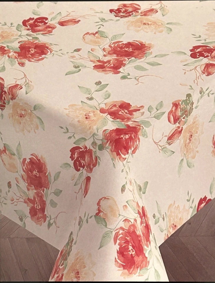Lauren Tablecloth Spring Floral Tulips Peonies 70 Round 100% Cotton New - Image 2 of 4