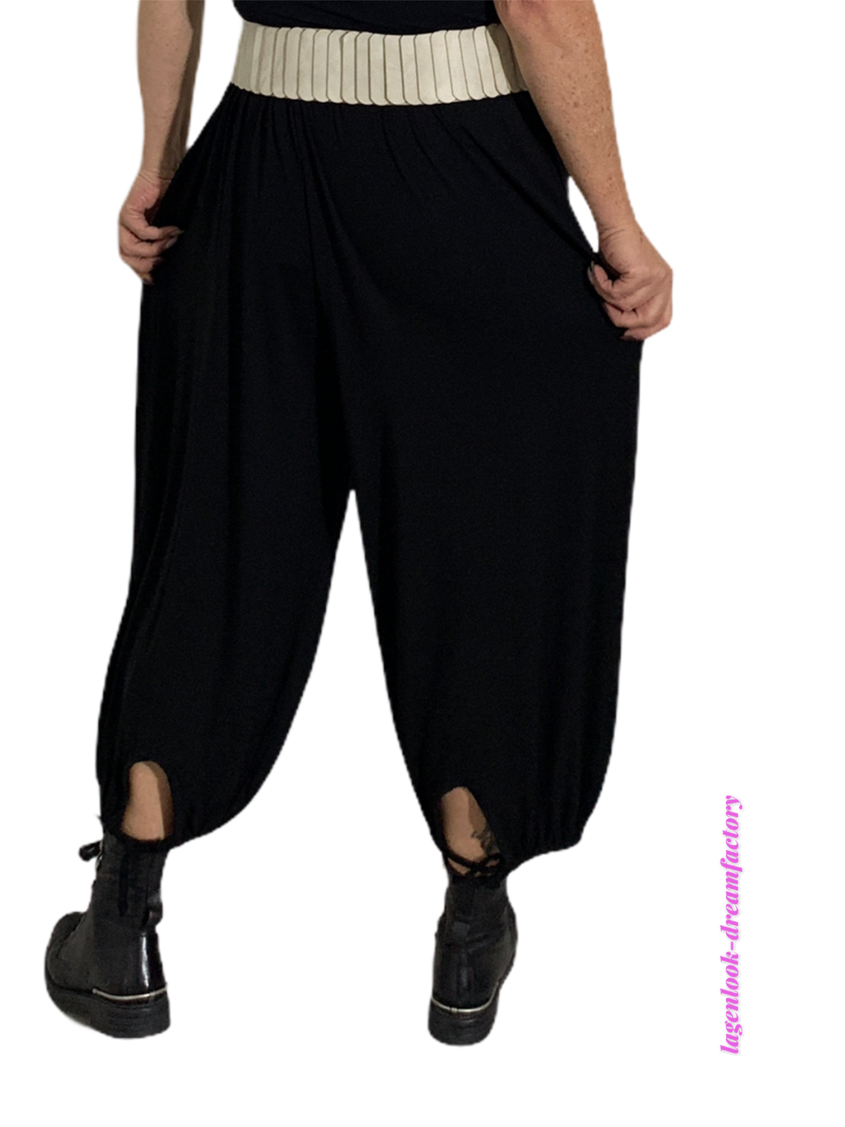 Pantalon Ballon Lagenlook My Obsession Noir - Taille élastique, 5 Tailles, Jersey, Neuf Avec étiquettes