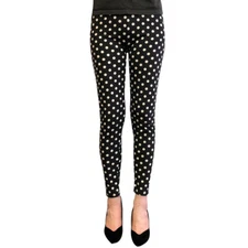 Wrapables® Women’s Soft and Stretchy Printed Leggings for Workout, Black Dots