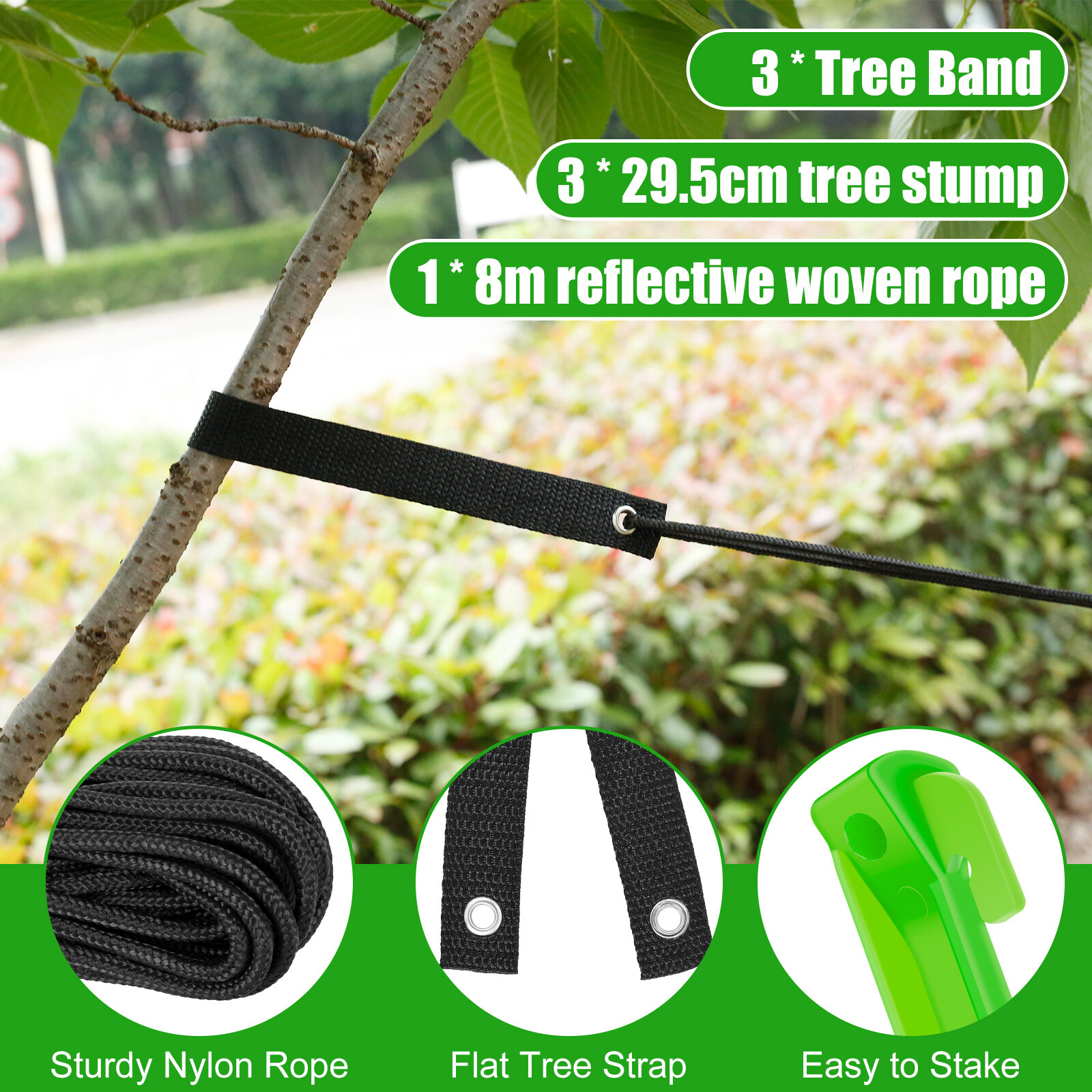 3Pcs Tree Stake Kit Support for Leaning Tree 12inch Young Tree Staking ...