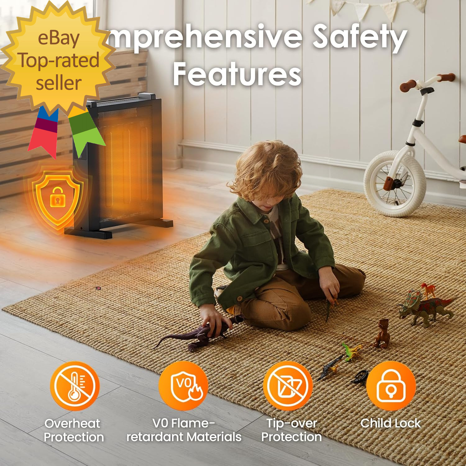 Convection Space Heater, 1500W Whole Room Heater for Indoor Use Large Room