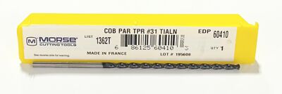 Morse #31 Cobalt Drill Bit 7xD Taper Length TiAlN Coated Parabolic Flute