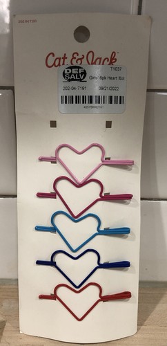 Girls 5 Pack Colorful Heart Bobbie Pins Cat and Jack READ - Picture 2 of 3