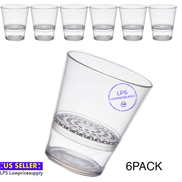 6 PACK FunFusions 12 oz. Clear 2Piece Plastic Rocks Glass with