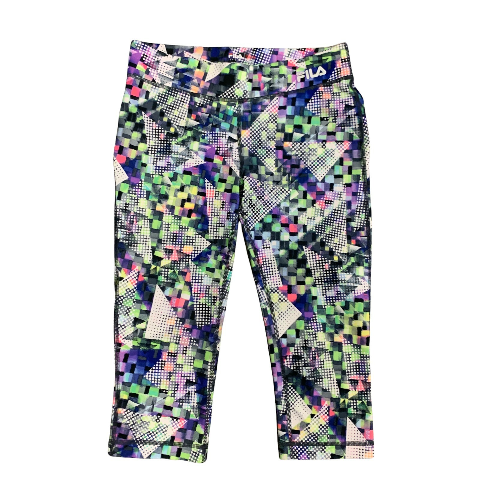 Fila Sport Running Capri Women's Size XS Abstract Stretch Workout Crop Pull On