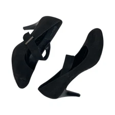 Coach And Four Faux Suede Heels With Strap Size 9 Black 3.5" Heel