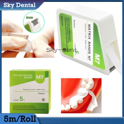 1/10Roll Dental Teflon Matrix Bands 5M/Roll PTFT White Universal Matrices System