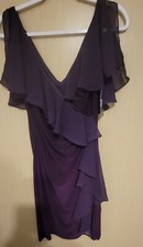 Chaps Women’s Sz 4 Evening Dress Eggplant Ruffles Sleeveless Party Wedding $120.