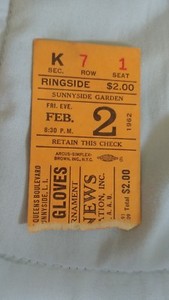 ticket madison square garden boxing stub 1962 gloves feb golden vintage