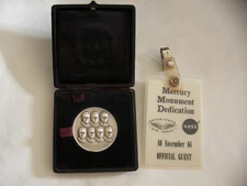 Project Mercury Silver Medal & Monument Dedication Badge 1963/4 Medallic Art Co