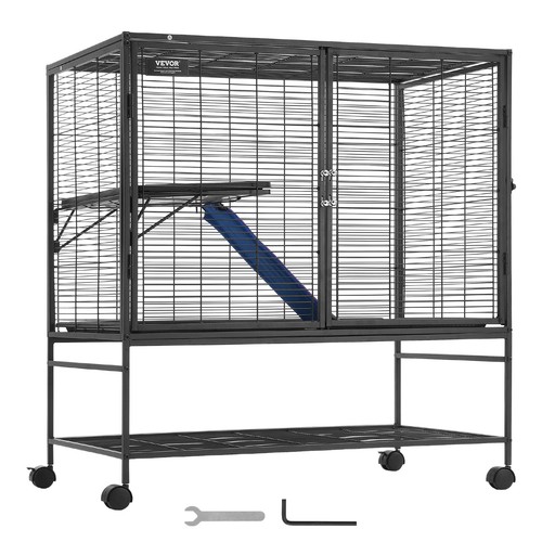 VEVOR 39" Metal Small Animal Cage 2-Tier Rolling Ferret Cage with Tray A Ramp - Picture 9 of 12