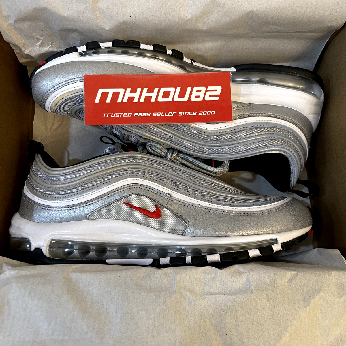 New Nike Air Max 97 OG Silver Bullet Shoes Metallic Red