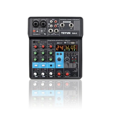 TEYUN NA4 4-Channel Stereo Mixer External Sound Card For Phone Live Streaming ts