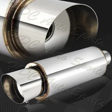 4" Slant N1 Tip Stainless Racing Weld-On Exhaust Muffler 3" Inlet + Silencer