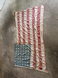 US American Flag 48 Stars Thin Material Worn Decommissioned World Traveler Rare