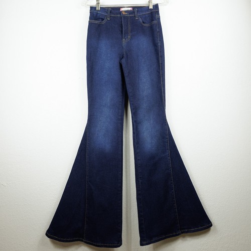 Vibe & Rant Women's Dark Blue Denim Bell Bottoms Flared Jeans Size 7 (25X33)