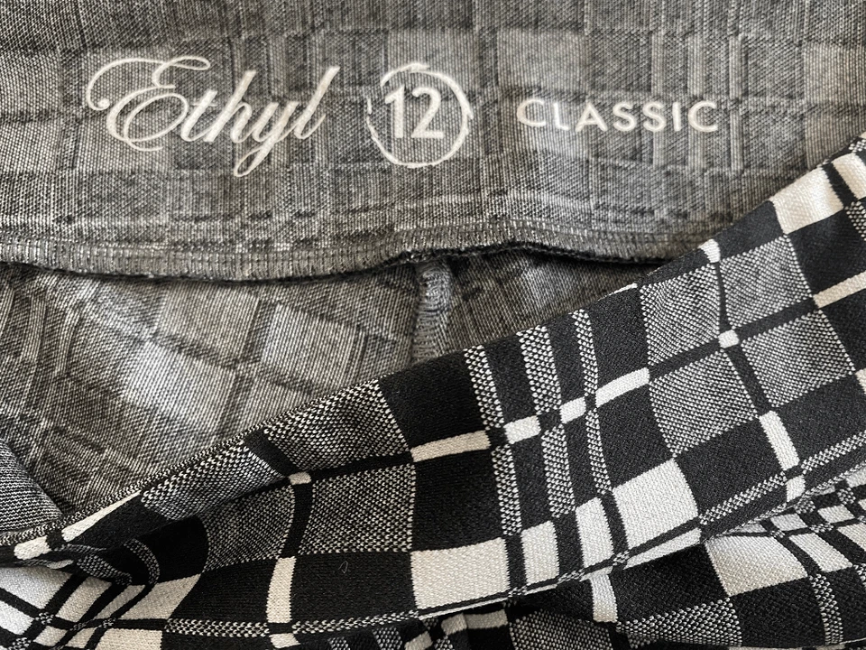 Ethyl Classic Black & White Plaid Pull On High Waist Pants Sz 12 - Image 3 of 4