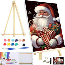 Paint by Numbers Kit for Adults Framed Canvas, with Wooden Easel,Paint by Number