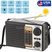 Solar Radio Portable FM/AM SW Digital Bluetooth Speaker MP3 Player Rechargeable