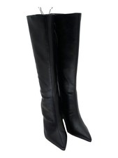 Wild Pair Wide-Calf Block Heel Knee High Pointed Toe Boots Black Size 10M