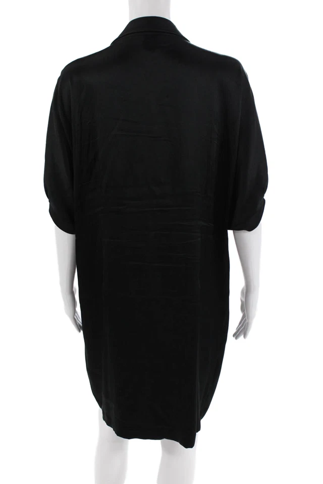 Mini vestido Haute Hippie feminino manga curta gola V seda preto grande - Imagem 3 de 4