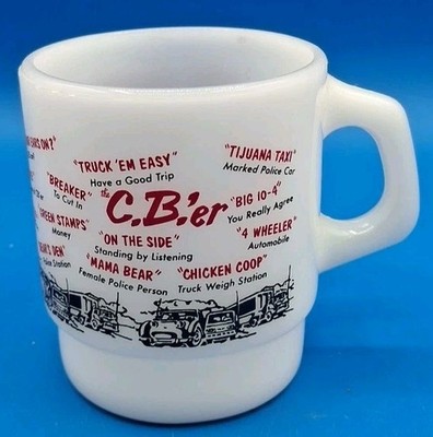 Vintage Anchor Hocking Fire King ''C.B.'er'' Coffee Mug-Trucker Slang