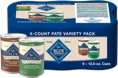Blue Buffalo Homestyle Recipe Wet Dog Food 6 Count Turkey and Lamb Dinner 2.5 Oz