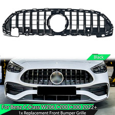 For Mercedes Benz C200 C300 2022-2025 W206 Gloss Black Front Bumper Grille Grill