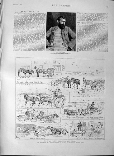 Original Old Antique Print 1889 Wyllie Royal Academy Polling Essex El Victorian
