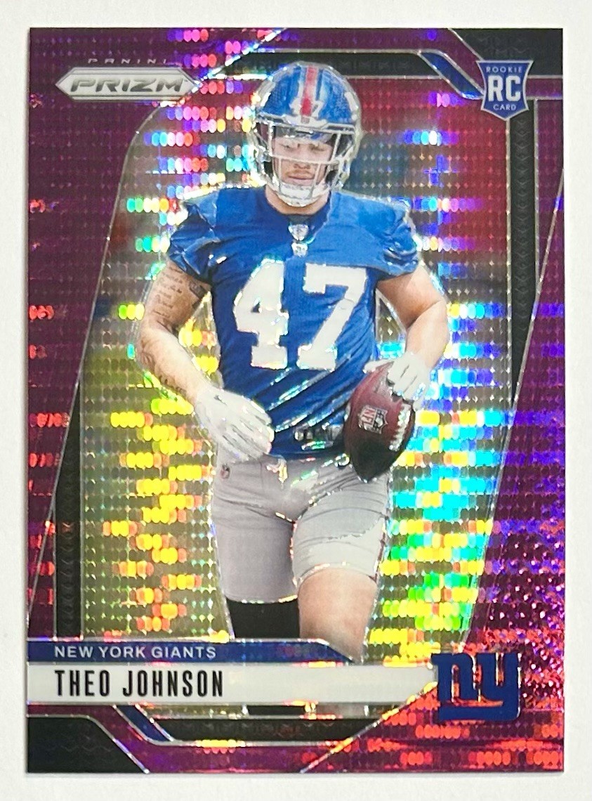 2024 Prizm Theo Johnson Purple Pulsar Prizm Refractor Rookie SP RC #390 Giants
