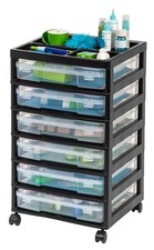 IRIS USA 150816 IRIS 6-Drawer Scrapbook Cart with Organizer Top, Black