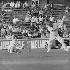 Denis Compton of the Old England team and Shirley Hodges 1973 OLD PHOTO