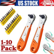 2 Ratcheting Right Angle Screwdriver Hex Drive 90 Degree Offset  10PCS Bits Set