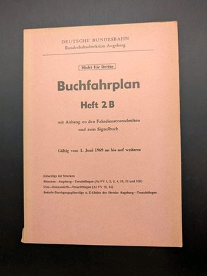 Buch Buchfahrplan Heft 2 B Deutsche Bundesbahn 1969 BD Augsburg Eisenbahn
