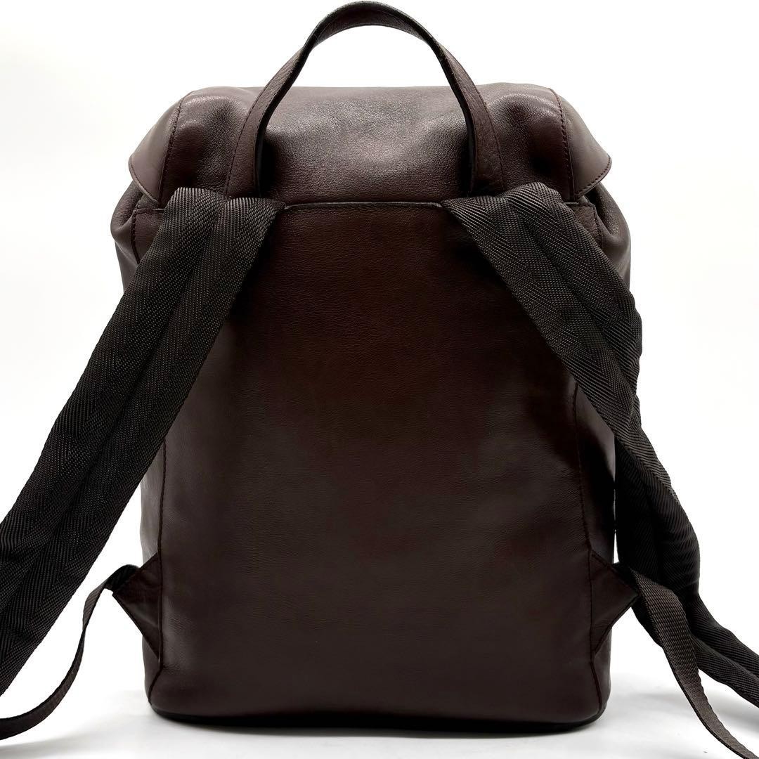 Prada Backpack Drawstring Leather Brown Logo Embo… - image 3