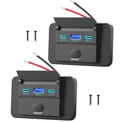 2er Pack 12V USB Steckdose Dual PD3 QC3 30W 18W Auto
