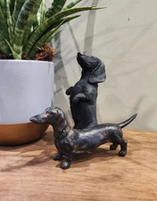 Two Dachshund Ornaments. Classic Sausage Dog Poses For These 2 Sculptures 