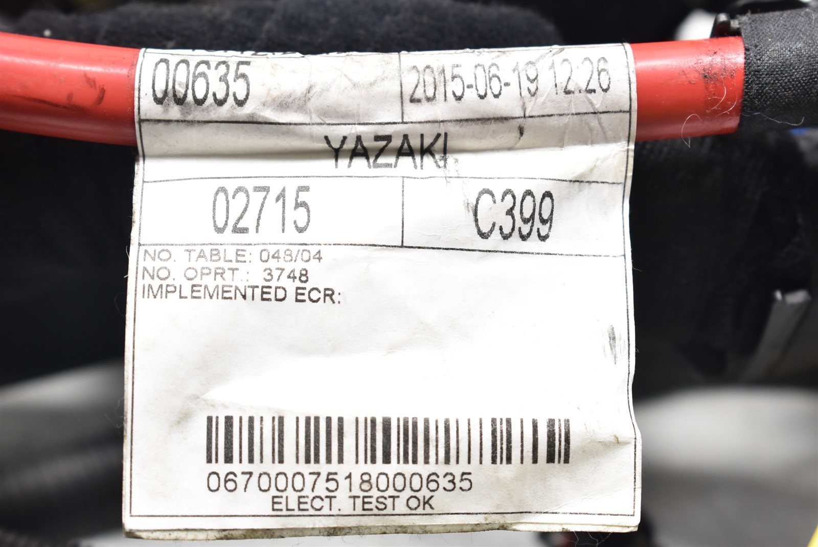 2016 Maserati Quattroporte S Q4 Primary Harness Wiring 06700336670