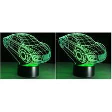 2pcs 3D Lamp Visual Light Effect Touch Switch Colors Changes Night Light (Car)