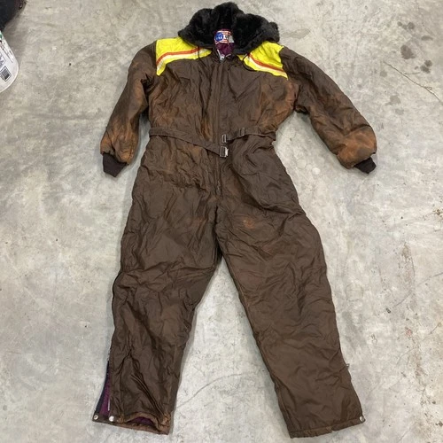 Vintage UPC Coveralls Mens xl brownNylon Insulated Ski hunting Suit USA hunting - product listing photo