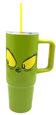 Grinch Tumbler Cup Green Handle Lid Straw Dr Seuss Christmas Mug New
