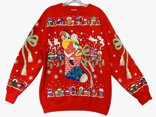 Vintage Santa Claus Christmas Sweatshirt Holiday Time Granny Grandpa Size Large