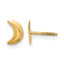 14k Yellow Gold Madi K Moon Childrens Screwback Post Earrings Kids Celestial