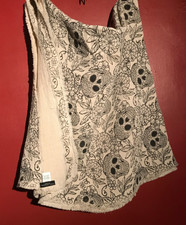 TK MAXX WELL DRESSED HOME 100% COTTON THROW BLANKET NOIR NIGHT GOTHIC SKULL. LGE