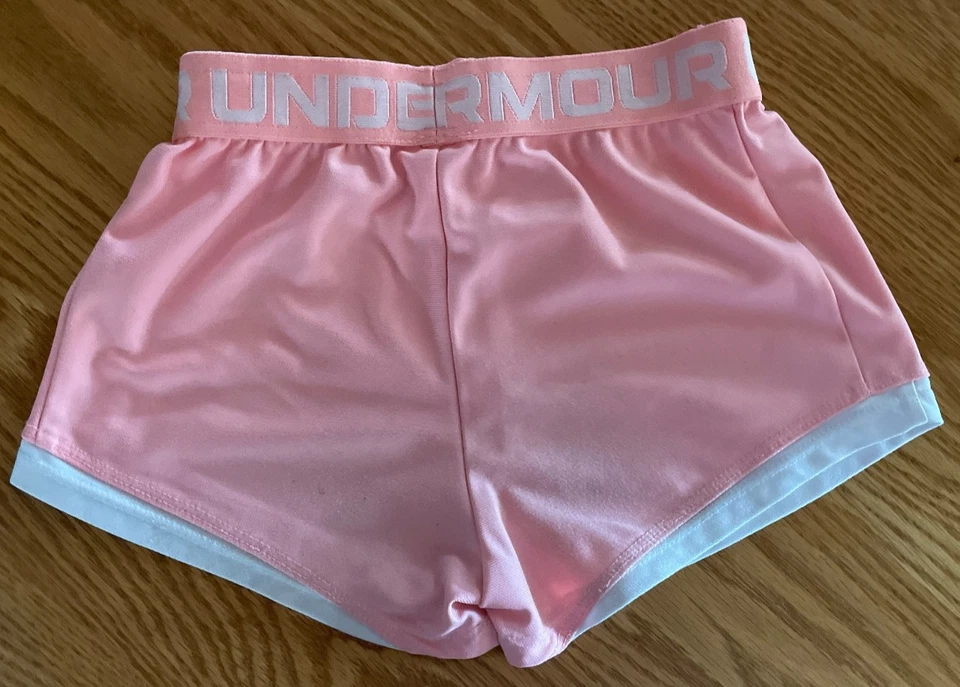Under Armour Play up Sports Shorts Girls Youth Sz 5 Peachy Pink - Image 3 of 4