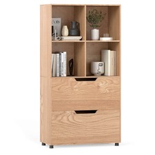 51  4-Cube Bookcase w/2 Drawers, 5-Tier Tall Freestanding Bookshelf for Study