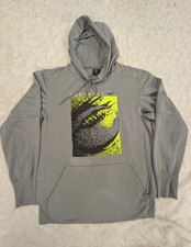 Nike Therma-FIT Football Hoodie Grey Black Neon Yellow Graphic Size Small