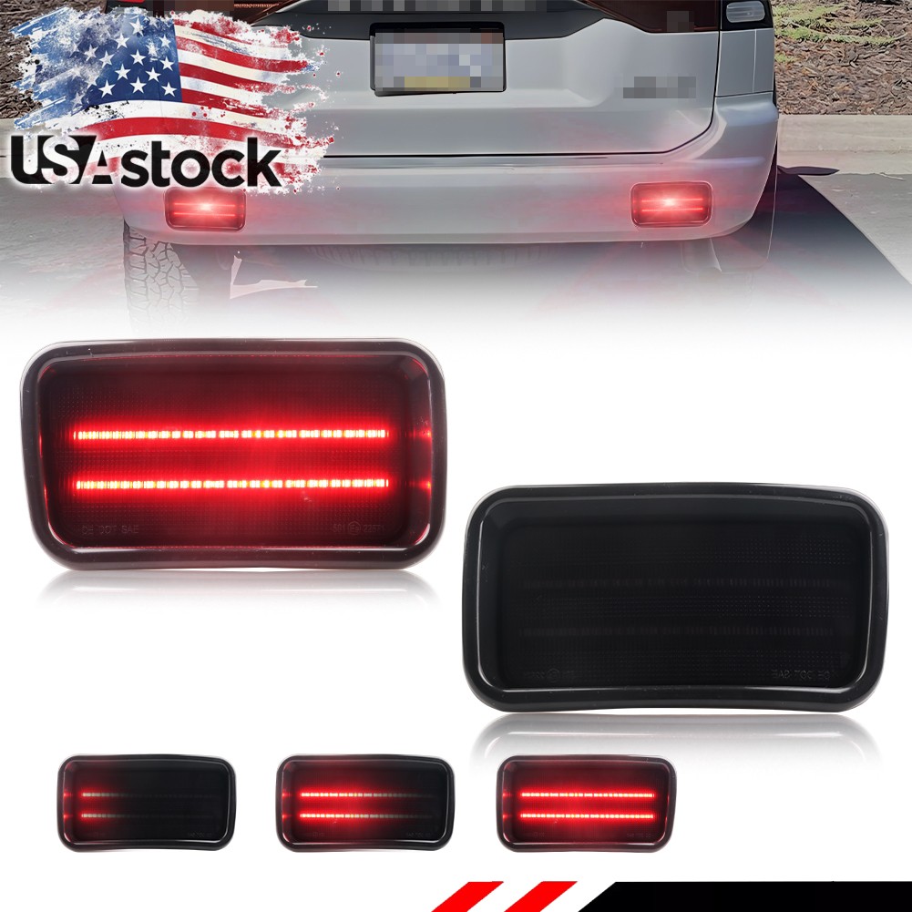 Smoked LED Tail Brake Bumper Reflector Lights For 19-04 Mitsubishi Montero Sport