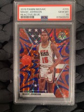 2019 Panini Mosaic #255 Magic Johnson Reactive Blue PSA 10 Gem Mint Team USA