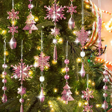 26 Pcs Christmas Ornaments Crystal Christmas Tree Decoration, Hanging Clear Acry